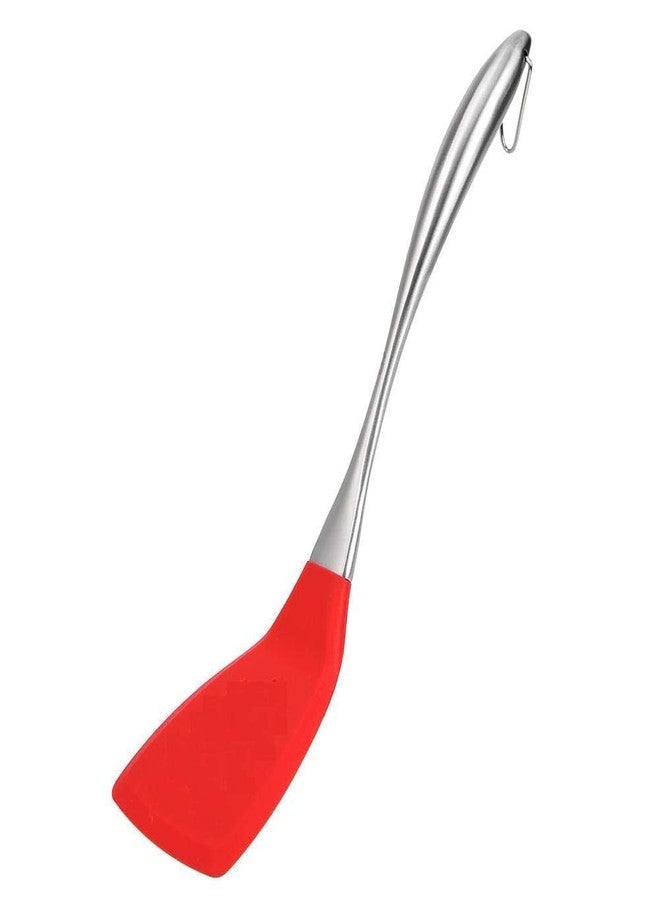 TASKHOUSE Silicone Solid Spatula Turner Non Stick Kitchen Utensil for Baking, Frying, Pancakes, Eggs (Red) - Image 1